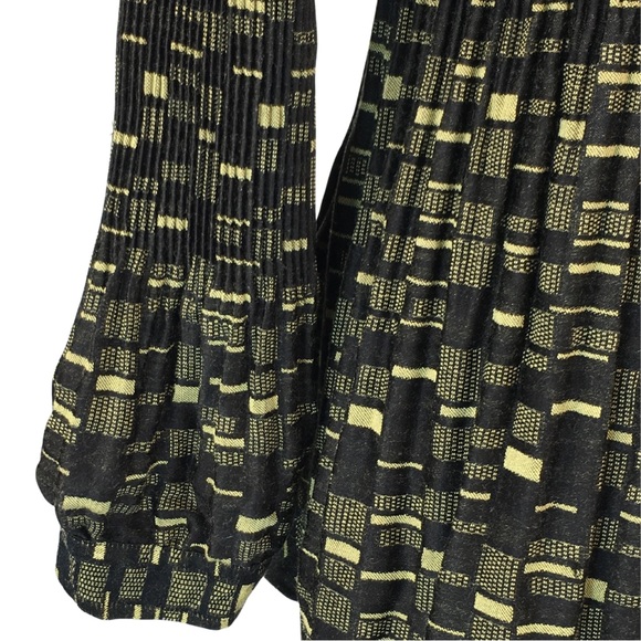 Lindi Black and Gold Yellow Pleated Geometric Peplum Jacket Coat size Small - Picture 8 of 16